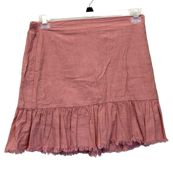 Cali Dresses & Skirts - CALI 1850 Skirt Womens Large Dusty Rose Solid Peasant Short Ruffle Fringe Lined